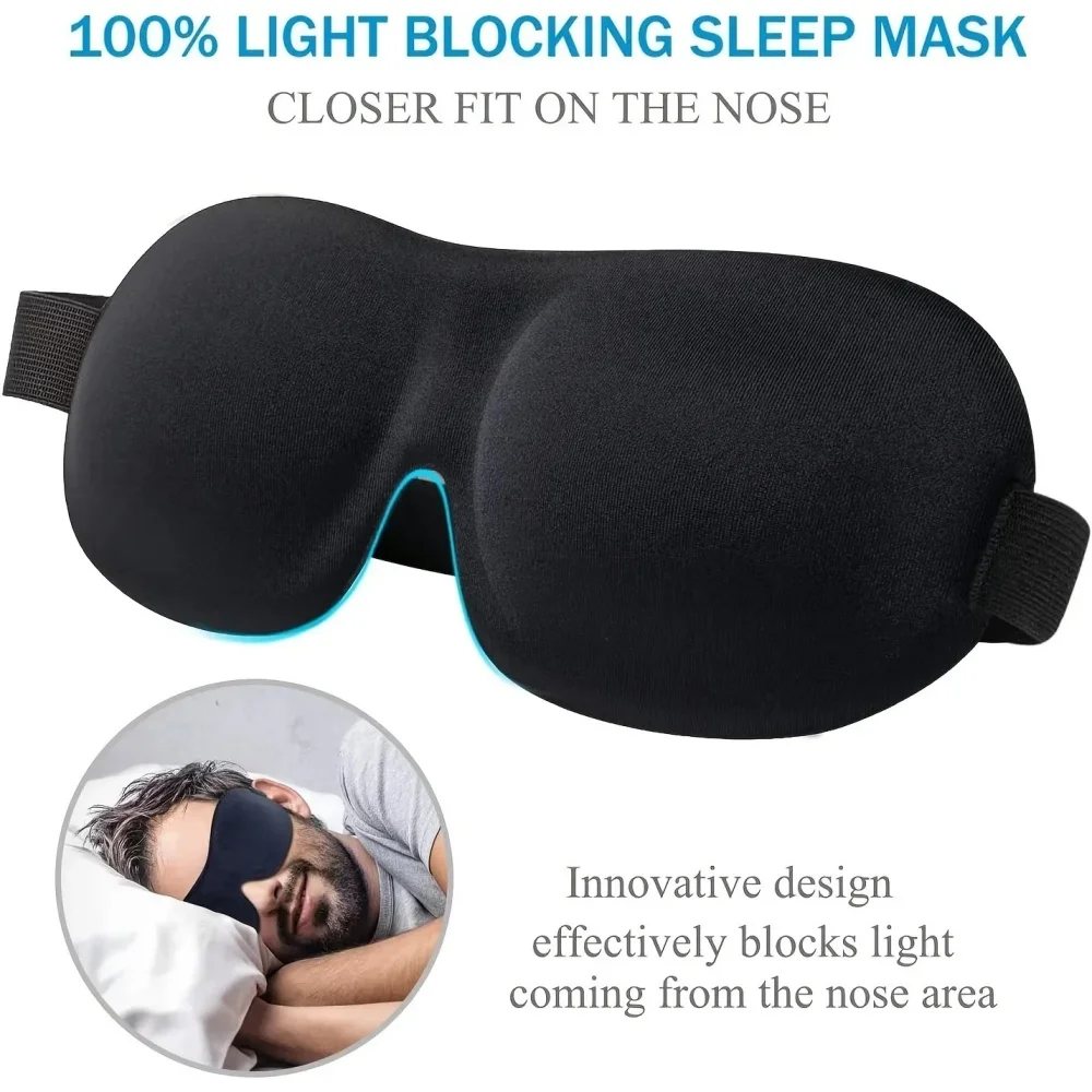 3D Memory Foam Sleep Mask – Soft Light Block Eye Cover for Travel & Rest