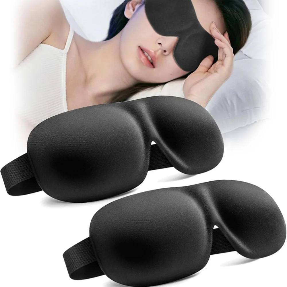 3D Memory Foam Sleep Mask – Soft Light Block Eye Cover for Travel & Rest