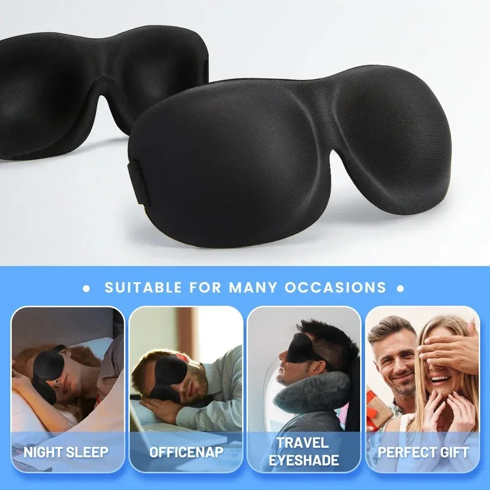 3D Memory Foam Sleep Mask – Soft Light Block Eye Cover for Travel & Rest